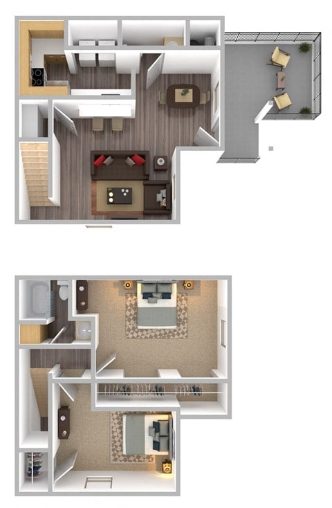 Floor plan for 2 beds, 1.5 baths, 1168 sqft